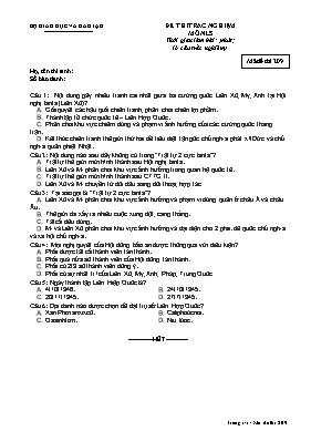 Đề thi trắc nghiệm học kì I Lịch sử lớp 10 - Mã đề 209